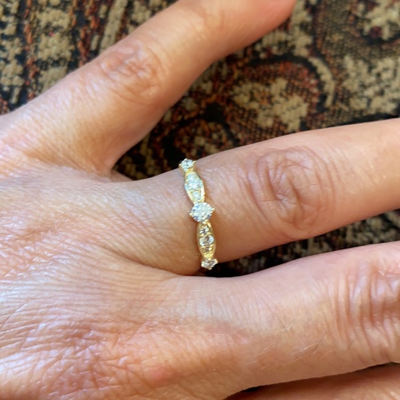 New 14K Gold CZ Wedding Band Promise Ring - Picture 2 of 15